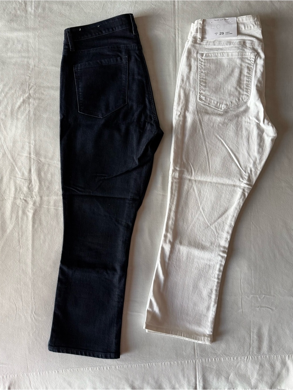 LOFT Curvy Kick Crop Jeans Size 29 / 8 Bundle White NWT & Dark Blue EUC